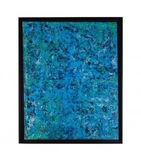 Peinture sur toile abstraite bleu et vert par flavie Bébéar