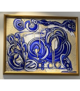 Acrylique bleu-or par Vebeca
